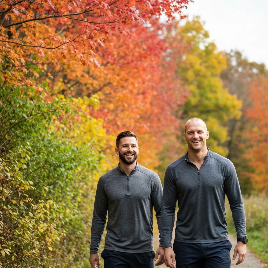 Men walking outdoors in nature